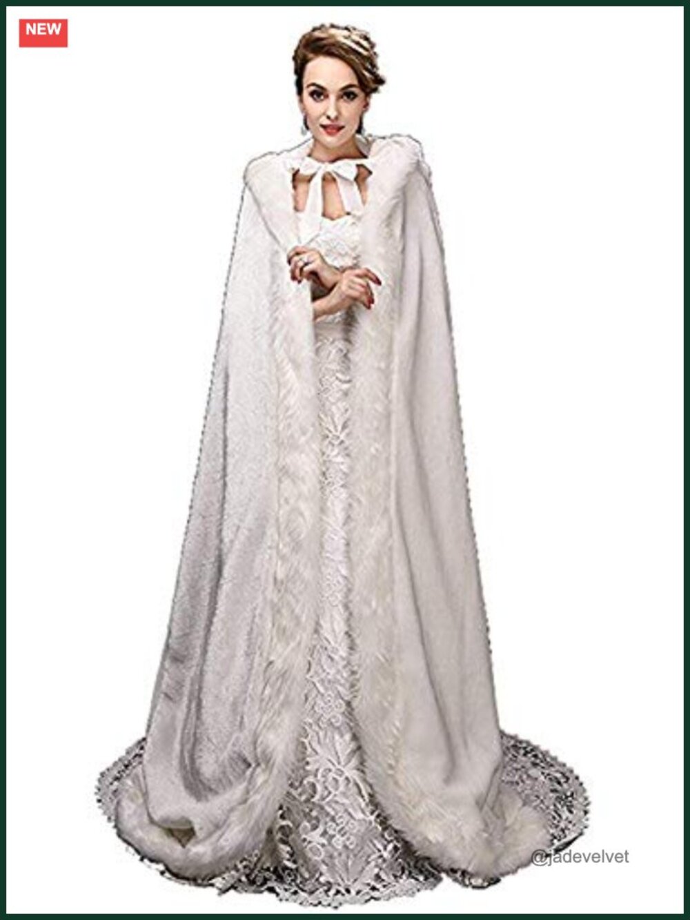 White Women's Wedding Cloak Coat with Hoods Winter Long Jacket Bridal Wraps
